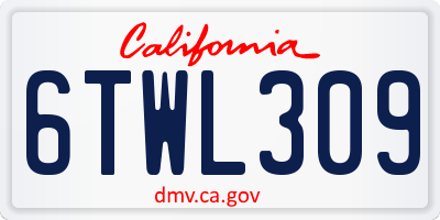 CA license plate 6TWL309