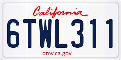 CA license plate 6TWL311