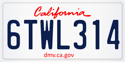CA license plate 6TWL314