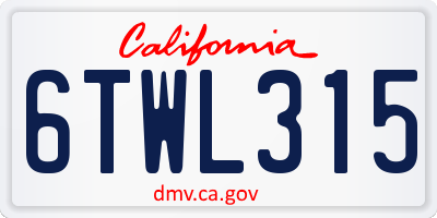 CA license plate 6TWL315