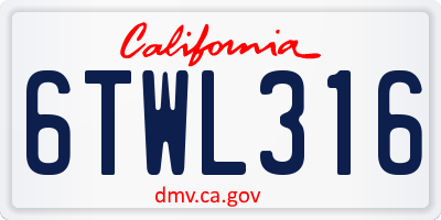 CA license plate 6TWL316