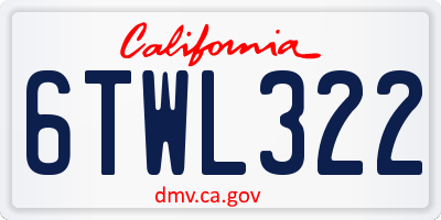 CA license plate 6TWL322