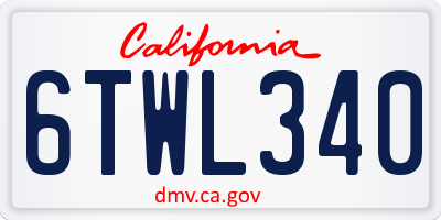 CA license plate 6TWL340