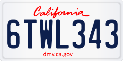 CA license plate 6TWL343