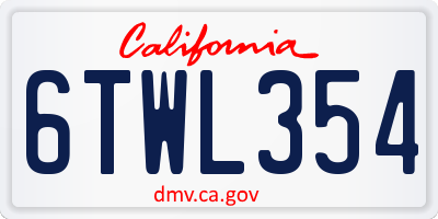 CA license plate 6TWL354
