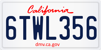 CA license plate 6TWL356