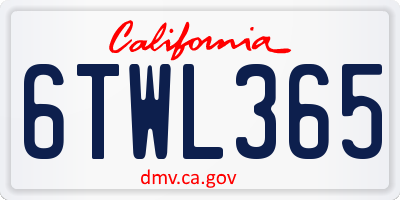 CA license plate 6TWL365