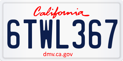 CA license plate 6TWL367