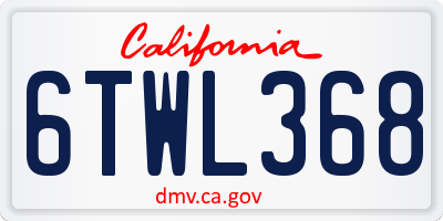 CA license plate 6TWL368