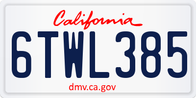 CA license plate 6TWL385