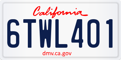 CA license plate 6TWL401