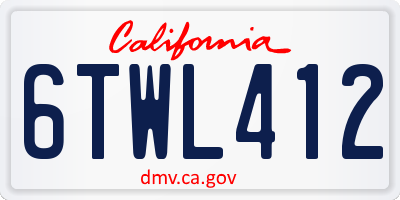 CA license plate 6TWL412