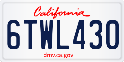 CA license plate 6TWL430