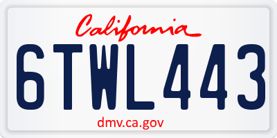 CA license plate 6TWL443