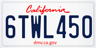 CA license plate 6TWL450
