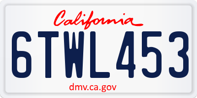 CA license plate 6TWL453