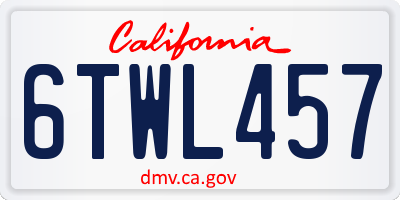 CA license plate 6TWL457