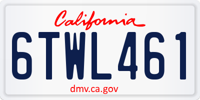 CA license plate 6TWL461