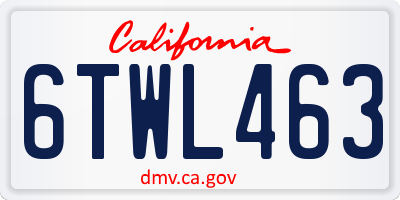 CA license plate 6TWL463