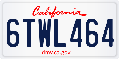 CA license plate 6TWL464