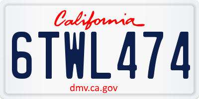 CA license plate 6TWL474