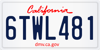 CA license plate 6TWL481
