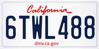 CA license plate 6TWL488