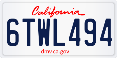 CA license plate 6TWL494