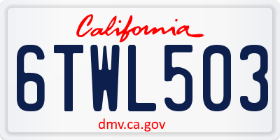 CA license plate 6TWL503