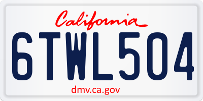 CA license plate 6TWL504