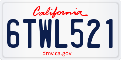 CA license plate 6TWL521