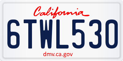 CA license plate 6TWL530