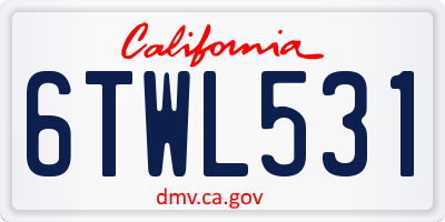 CA license plate 6TWL531