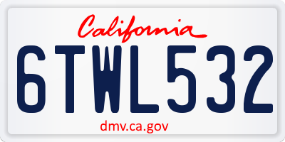 CA license plate 6TWL532