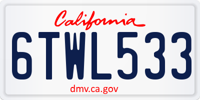 CA license plate 6TWL533