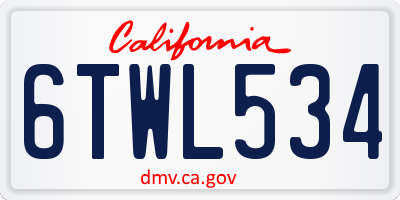 CA license plate 6TWL534