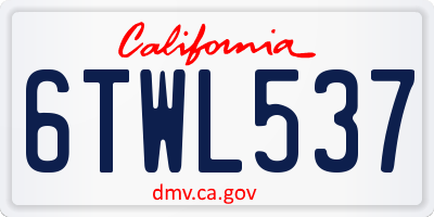 CA license plate 6TWL537