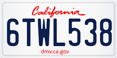 CA license plate 6TWL538