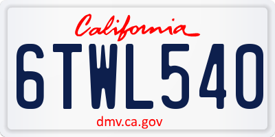 CA license plate 6TWL540