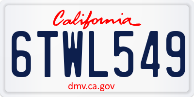 CA license plate 6TWL549
