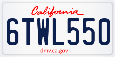 CA license plate 6TWL550