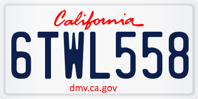 CA license plate 6TWL558