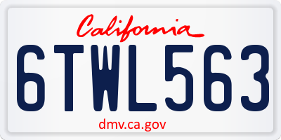 CA license plate 6TWL563