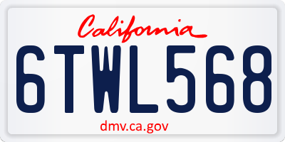 CA license plate 6TWL568