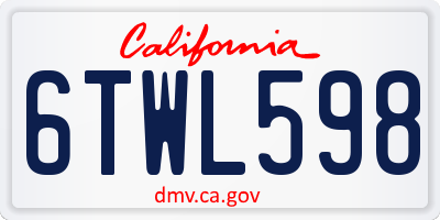 CA license plate 6TWL598