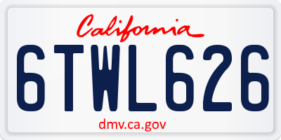 CA license plate 6TWL626