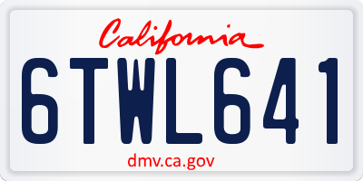 CA license plate 6TWL641