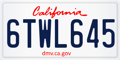 CA license plate 6TWL645