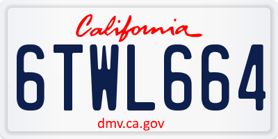 CA license plate 6TWL664