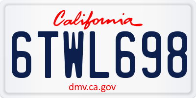 CA license plate 6TWL698
